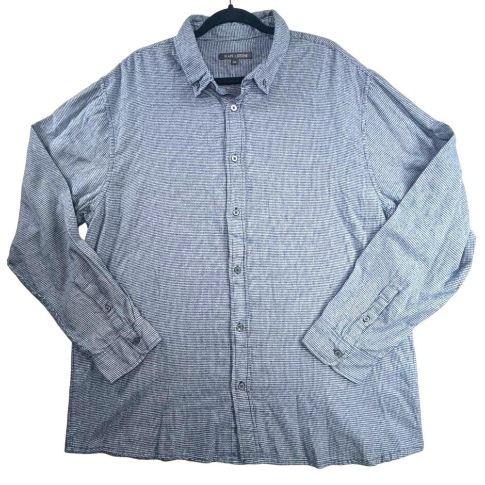 Slate & Stone Long‎ Sleeve Button Up Shirt Blue White Gingham Casual XXL